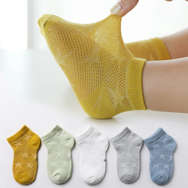 Kids Ultrathin Mesh Boat Socks – 5 Pairs, Ages 0-5Y