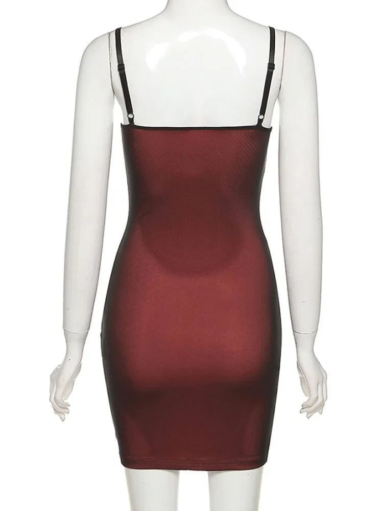 Mesh Double Layer Sexy Skinny Dress Women'S Sleeveless Bodycon 2023 Bandage Elastic Split Trend Clubwear Slim Outfit