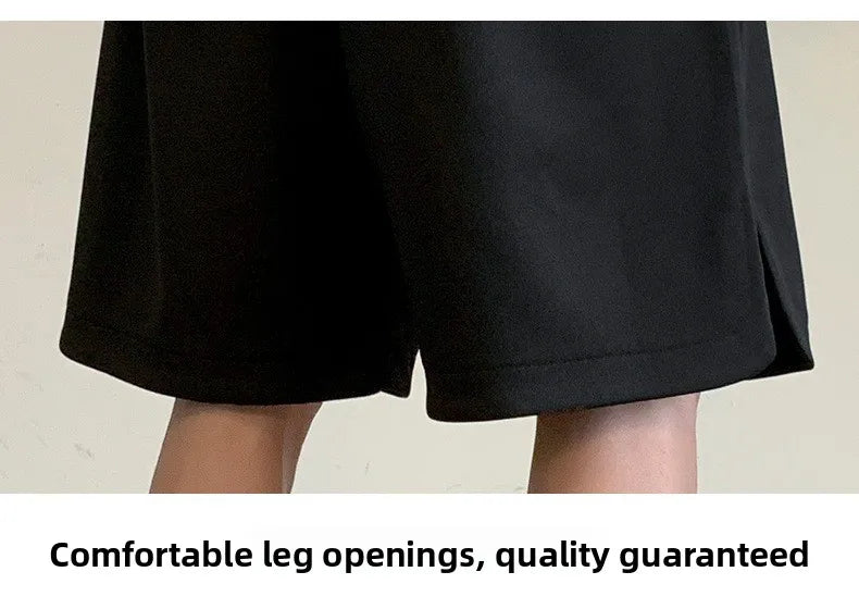 Men's Summer Ice Silk Thin Breathable Straight Leg Pants Five-Quarter Casual Shorts Polyester Fabric Comfortable Lightweight