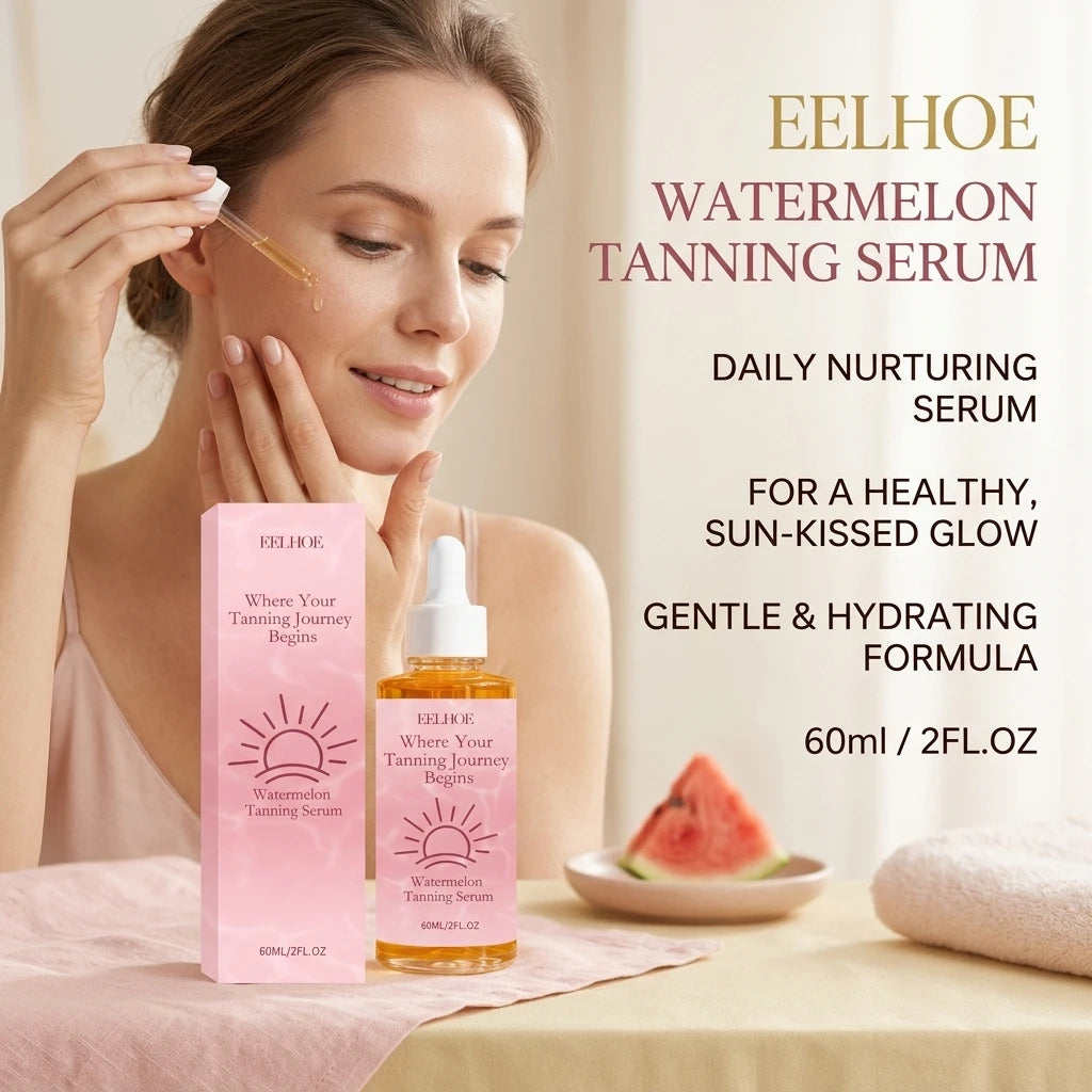 Watermelon Tanning Serum Moisturizing Evens Bronzed Glow Skin Tone Improve Skin Texture Natural Sun-Kissed Body Tanning Essence