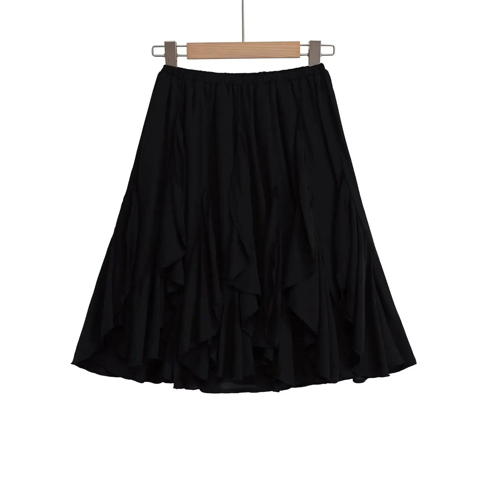 2026 Chic Women's Casual High Quality Knee-length Pink Layered Skirts Ladies Elegant A-line Tierred Ruffles Elastic Midi Skirt