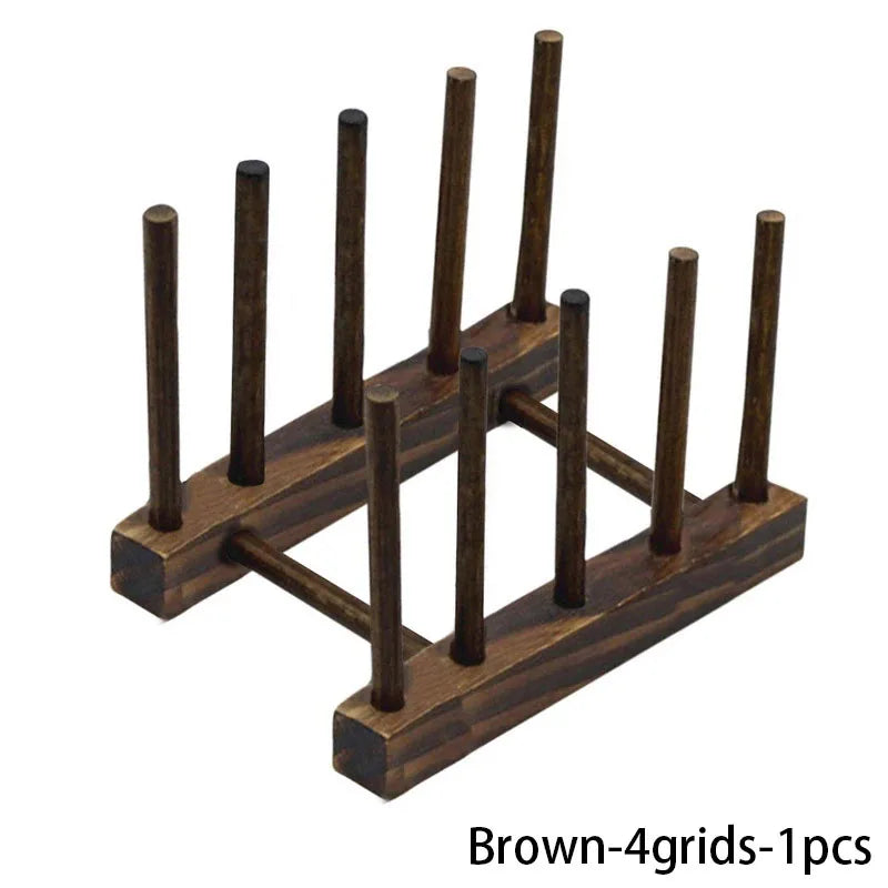 Organizador de almacenamiento de cocina, escurridor de vajilla multifuncional, estante de secado de platos de madera, accesorios de cocina