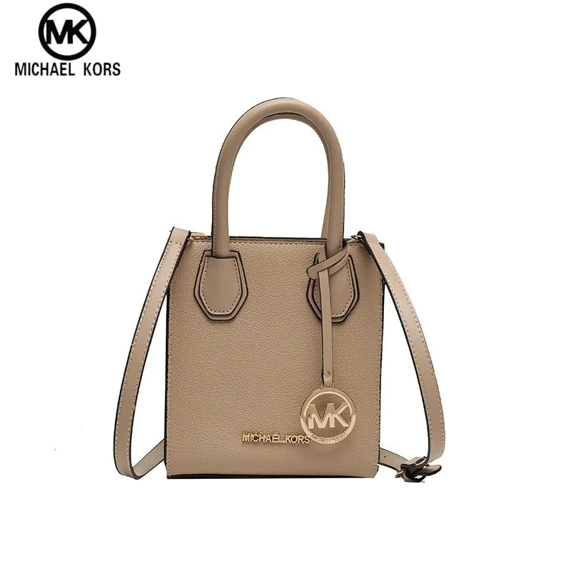 2026 New Michael Kors Women's Fashion One Shoulder Handbag MK Cross Shoulder Vertical Small Square Bag Classic Letter Bag