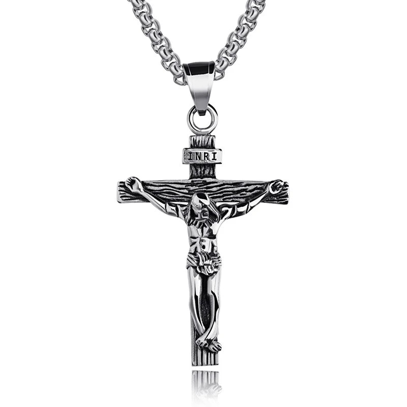 Christian Cross Necklace Personalized Stainless Steel Jewelry For Believers Trendy Jesus Pendant