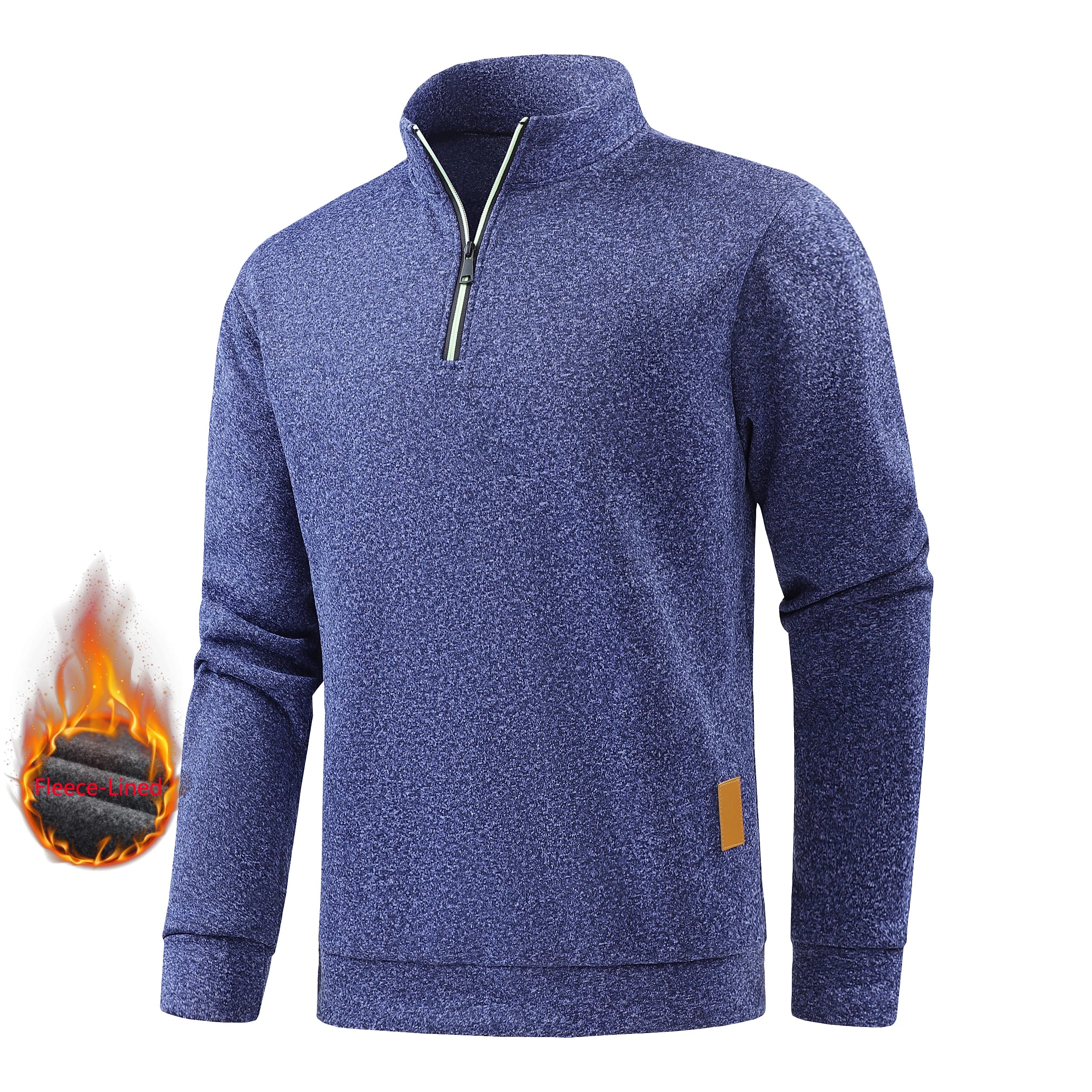 Mens Autumn Half Zip Sweatshirt With Warm Fleece Lining Long Sleeve Pullover Streetwear