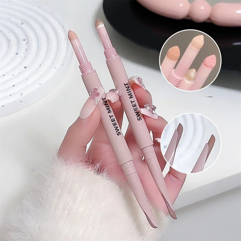 Dual End Glitter Matte Aegyosal Pen Brightening Highlight & Shadow Stick Eye Makeup Lying Silkworm Eyeliner Gel Pencil 애교살 펜