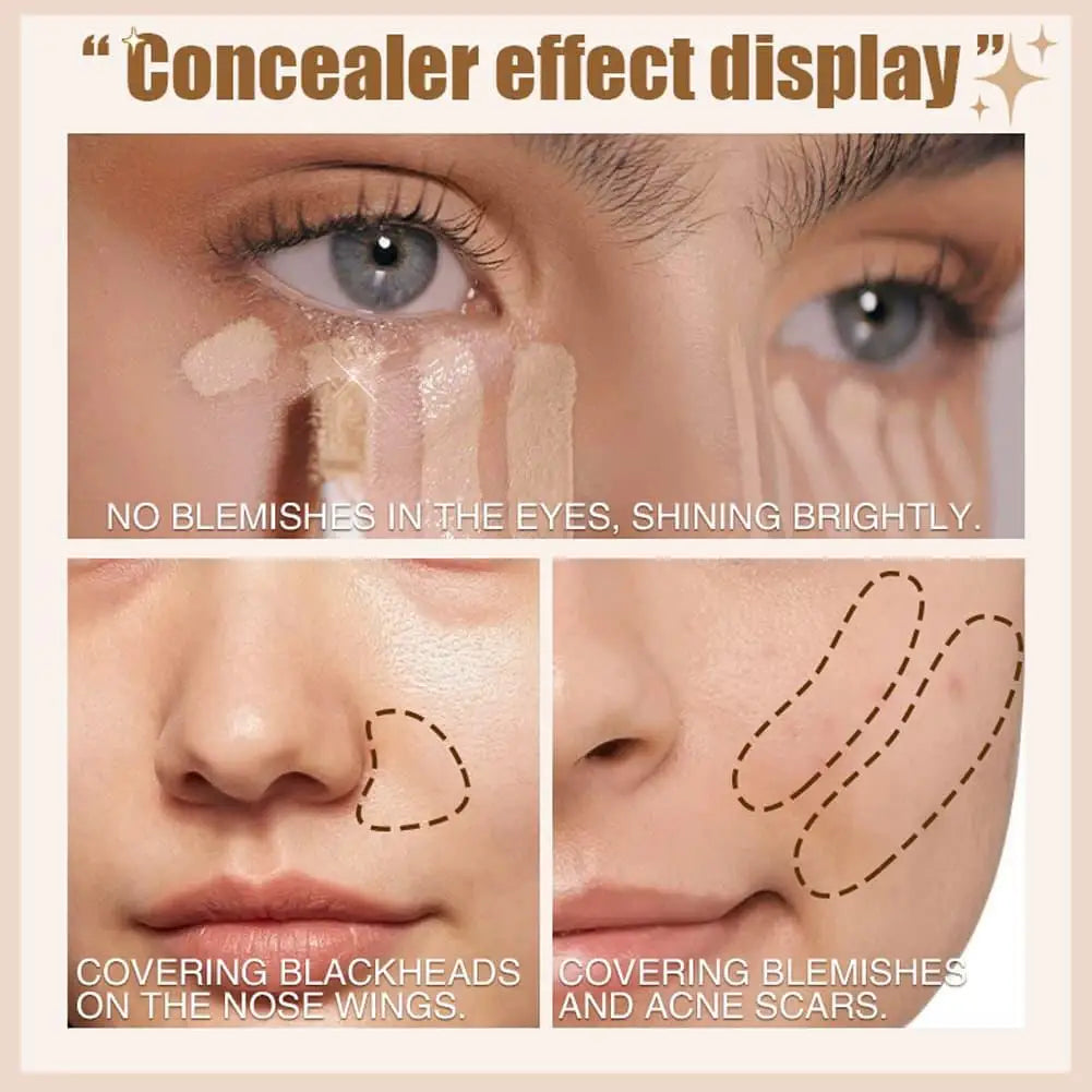 Korean Brand Natural Lasting Concealer Matte Oil Control High Cover Tears Acne Marks Spots Waterproof Liquid Foundation Makeup