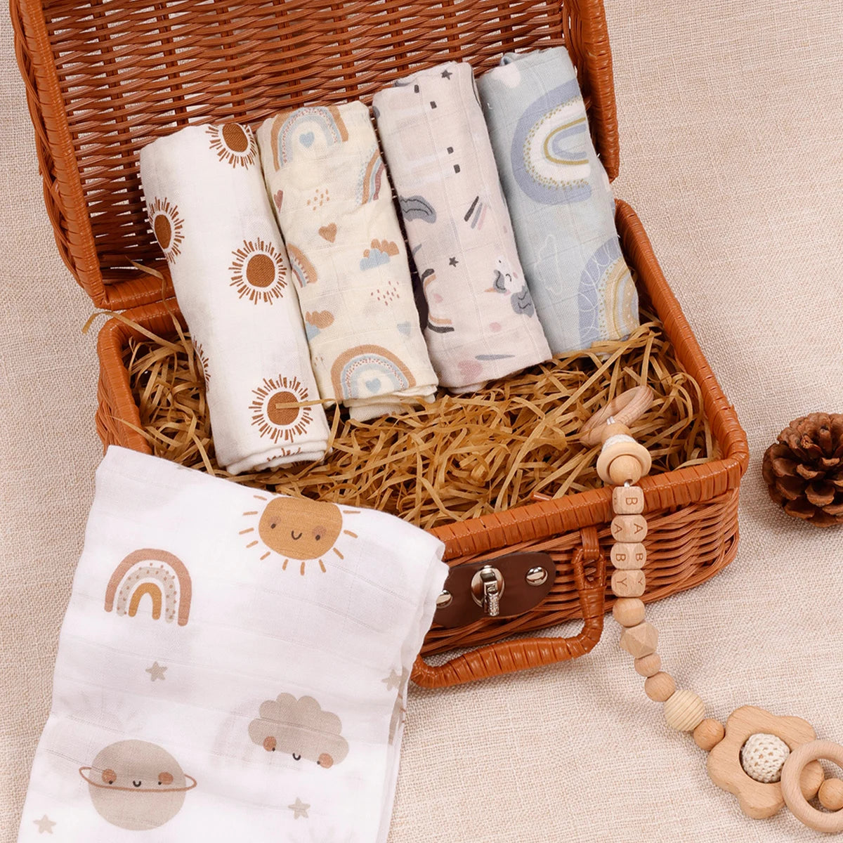 HappyFlute Bamboo Muslin Burp Cloth Set – 5 Pack