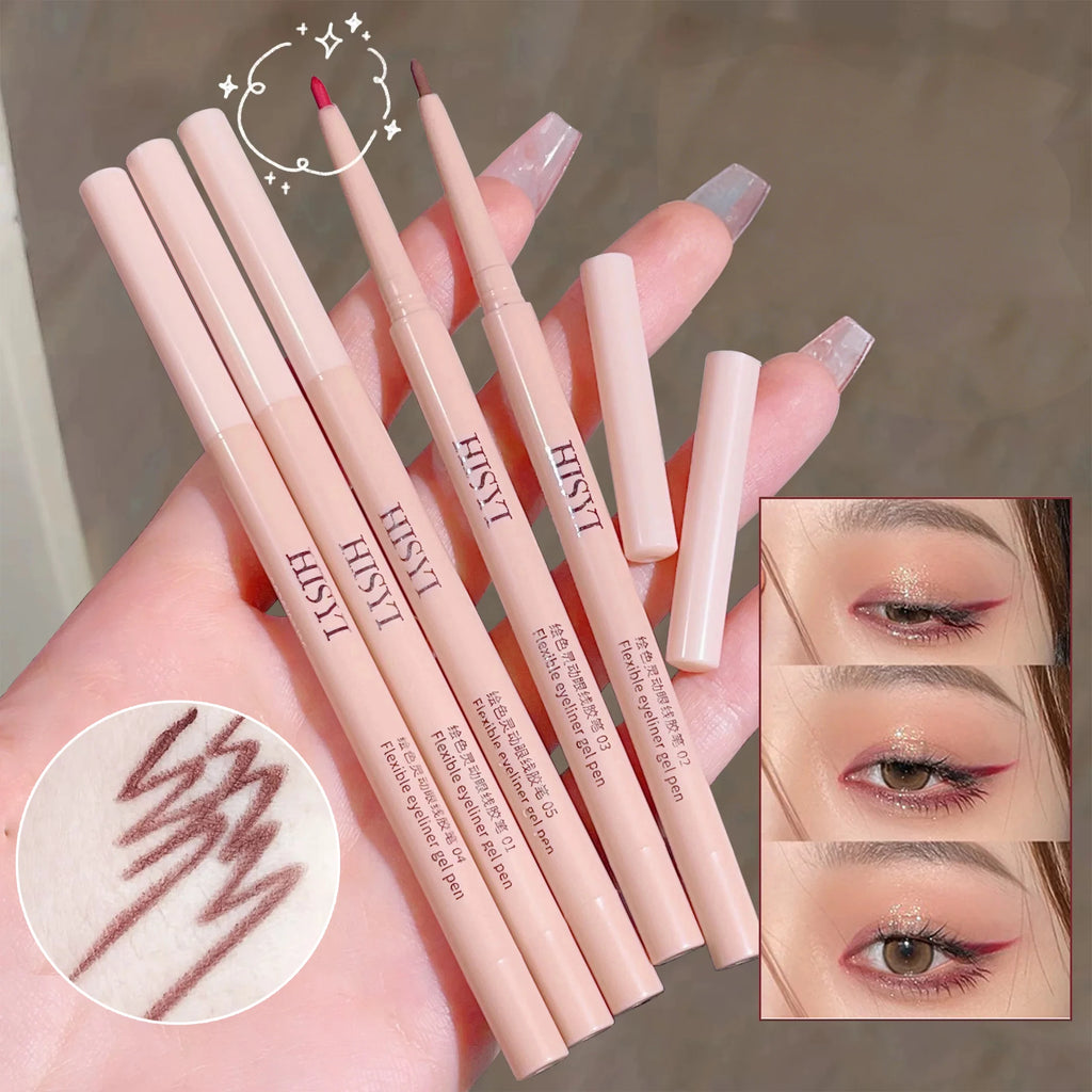 Ultra-fine Gel Eyeliner Pencil Rose Brown Under Eye Liner Pen Waterproof Matte Aegyosal Lying Silkworm Quick Drying Eyes Makeup