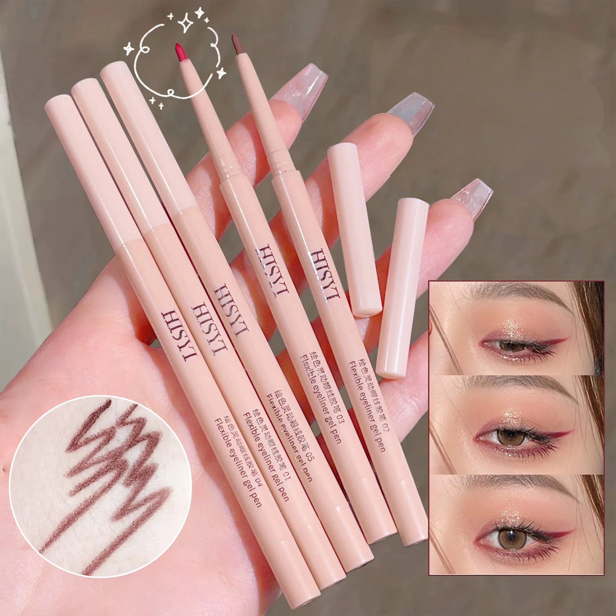 Ultra-fine Gel Eyeliner Pencil Rose Brown Under Eye Liner Pen Waterproof Matte Aegyosal Lying Silkworm Quick Drying Eyes Makeup