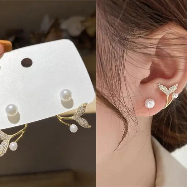 Exquisite Leaves Crystal Flower Stud Earrings For Women AAA Zircon Rose Butterfly Tassel Bridal Jewelry