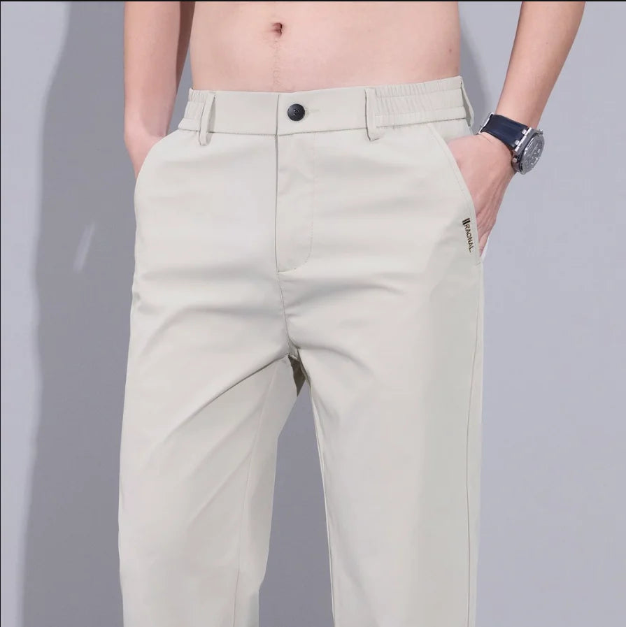 Spring Summer Thin Mens Pants Straight Business Casual Pants Ice Silk Quick Dry Breathable Korean Trousers Fashion Men Clothing