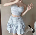 Ballet Style Puffy Short Skirt Women Summer Lace Crop Top Design Sensation Half Skirt Pure Desire Sweet And Spicy Set