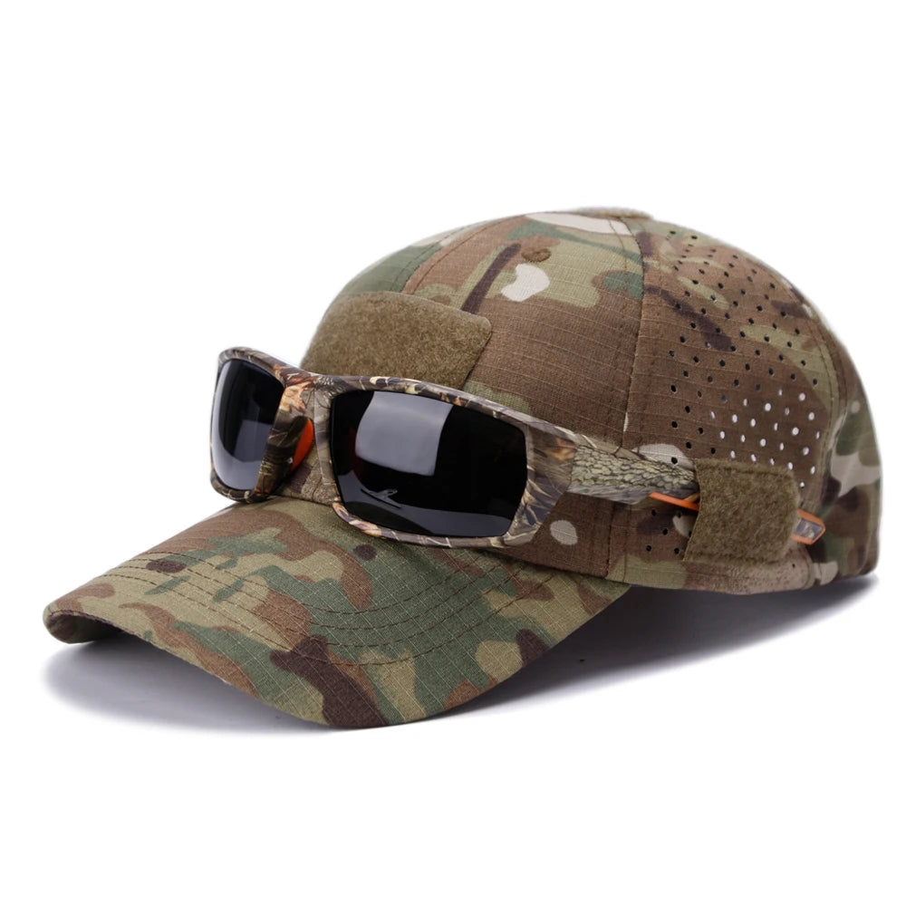 1/2Pcs New Men Camouflage Baseball Cap Breathable Sunscreen Hat Outdoor Sports Hunting Hiking Camping Beach Fishing Sun Hat