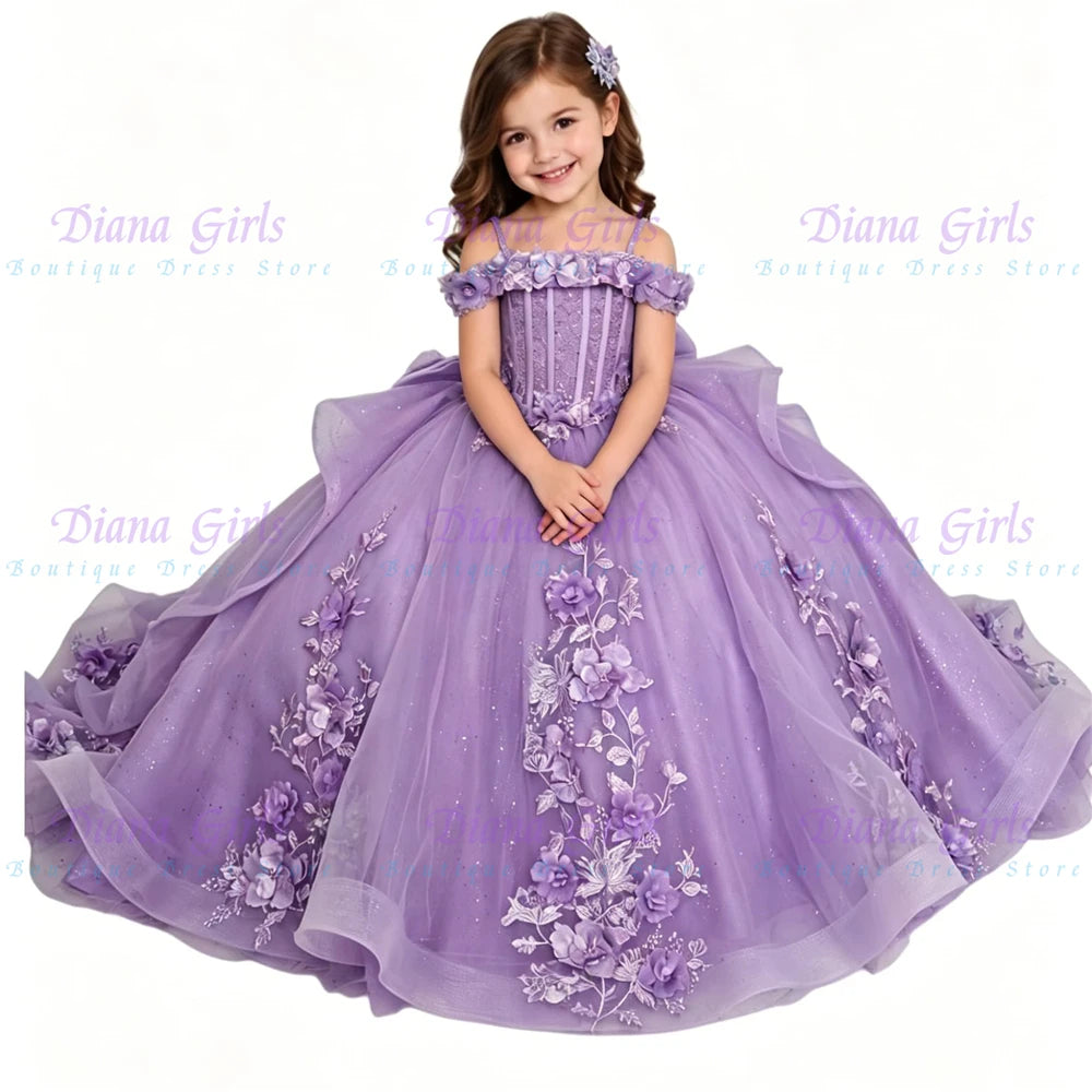 Gorgeous Blue Tulle Fluffy QUality Flower Girl Dress for Kids Wedding Evening Ball Ceremonies Formal Receptions Customized Gowns