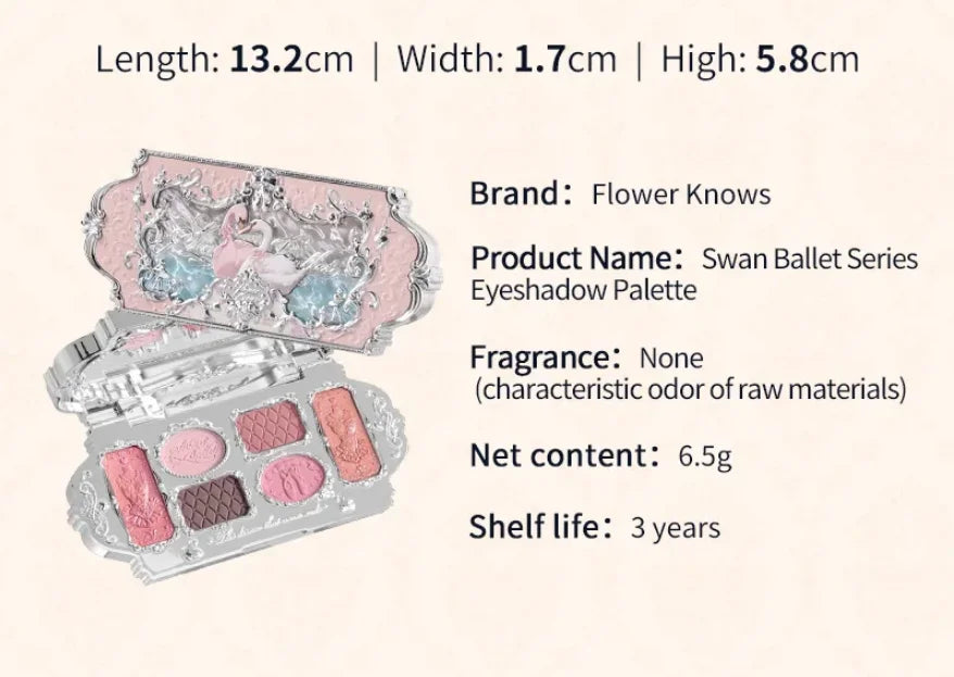 Flowerknows 6 Color Eye Shadow Palette Shell's Jewel Matte Pearl Metallic Glitter Eyeshadow Makeup Long-Wearing for Eyes