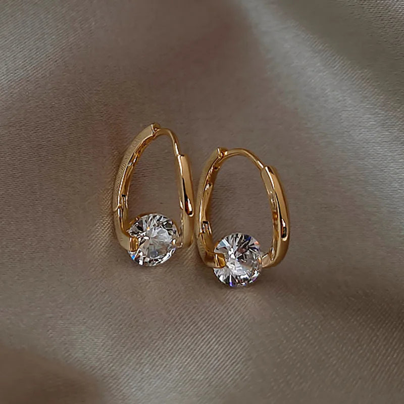 Korean Fashion Zircon Drop Earrings For Women'S Jewelry 2026 Trending New Luxury Women'S'S Geometric Hoop Earrings Pendientes Gifts