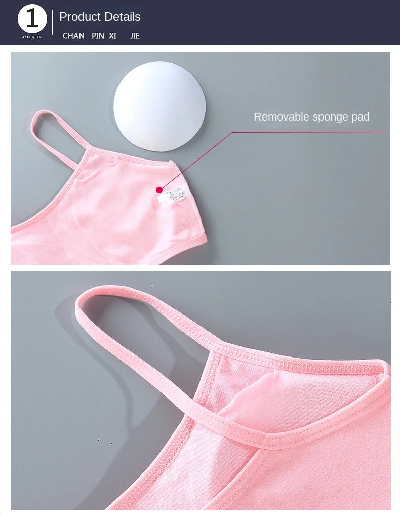 5PCS/Lot Teeange Girls Small Training Bras Purbery School Girl Sports Bra Children Detachable Chest Pad Underwear Kids Tube Tops