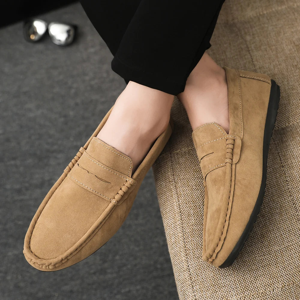 Men's Comfort Loafers | Casual Driving Shoes in Black, Grey & Khaki