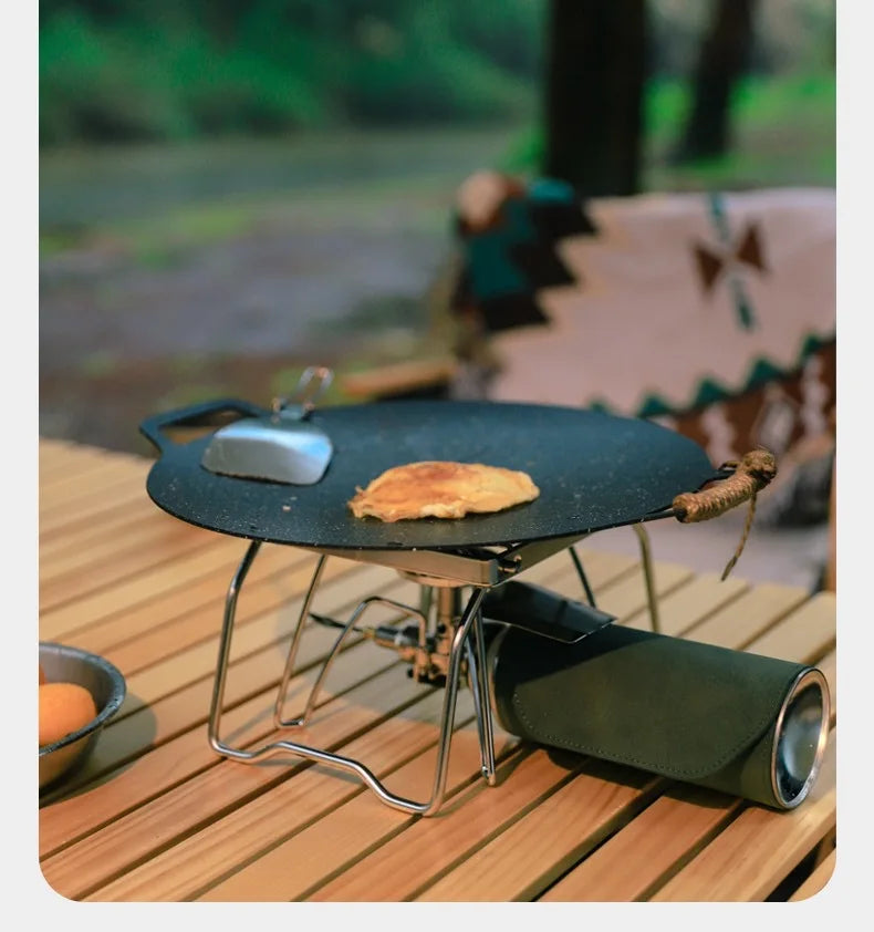 Soporte de Acero Inoxidable para Estufa Exterior, Acampada, Plegable, Mini Parrilla Portátil, Soporte para Olla, Bandeja para Horno