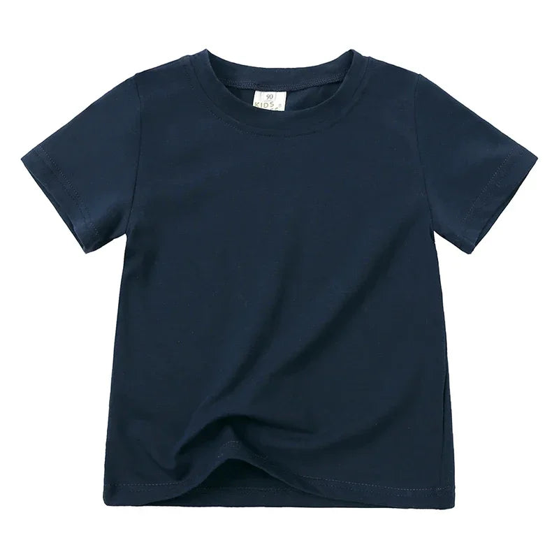 Kids Summer Cotton T Shirt Breathable Solid Tee For Boys And Girls 12M To 9T Lightweight Everyday Casual Shirt