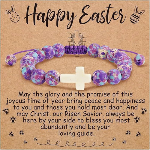 Cross Bracelet For Women Adjustable Natural Stone Beads Christian Faith Jewelry For Daily Wear
