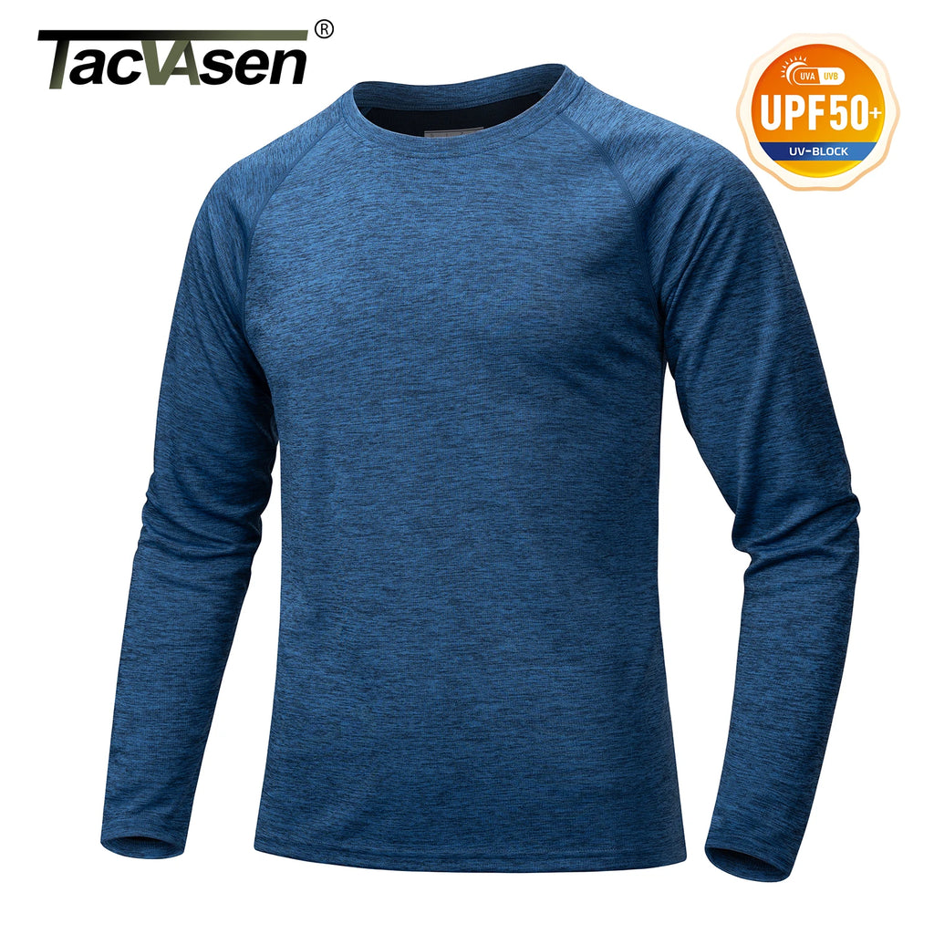 TACVASEN UPF 50+ Workout T-shirts Mens Quick Dry Long Sleeve Athletic Shirts Performance Sports Running Tee Tops Sun Protection