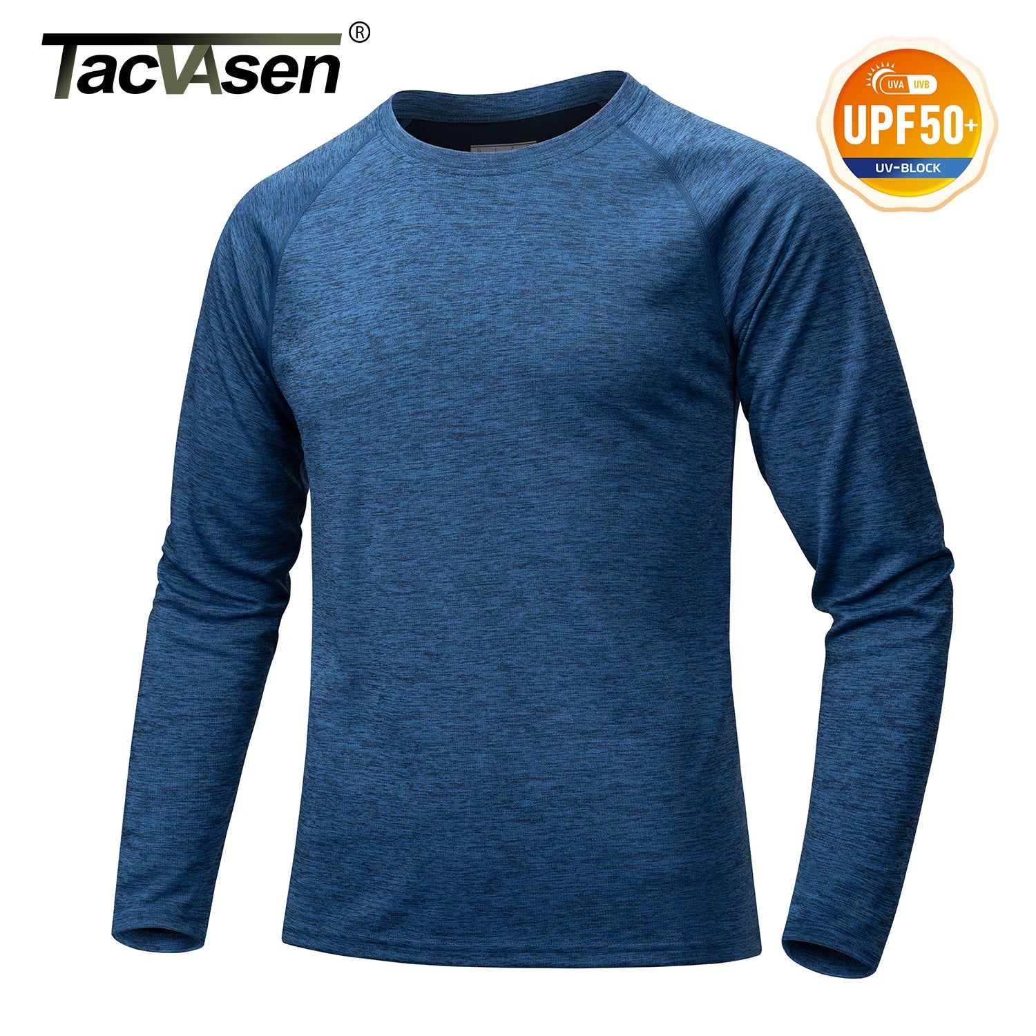 TACVASEN UPF 50+ Workout T-shirts Mens Quick Dry Long Sleeve Athletic Shirts Performance Sports Running Tee Tops Sun Protection