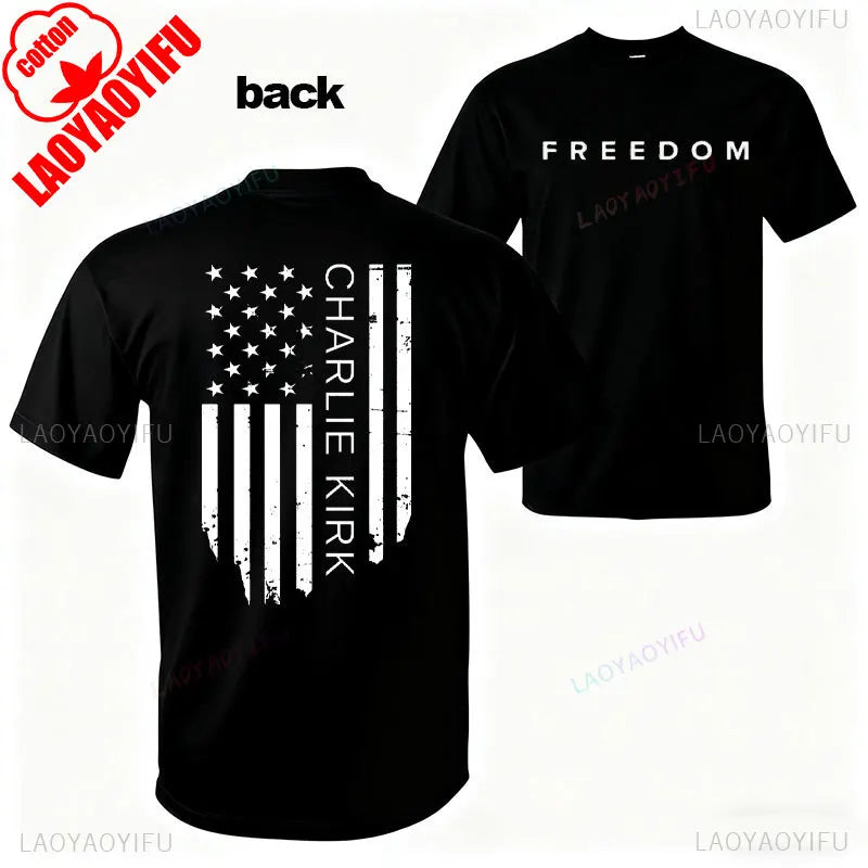 Charlie Kirk Freedom Shirt Patriotic Graphic Tee Tribute For Patriotic Activists Streetwear