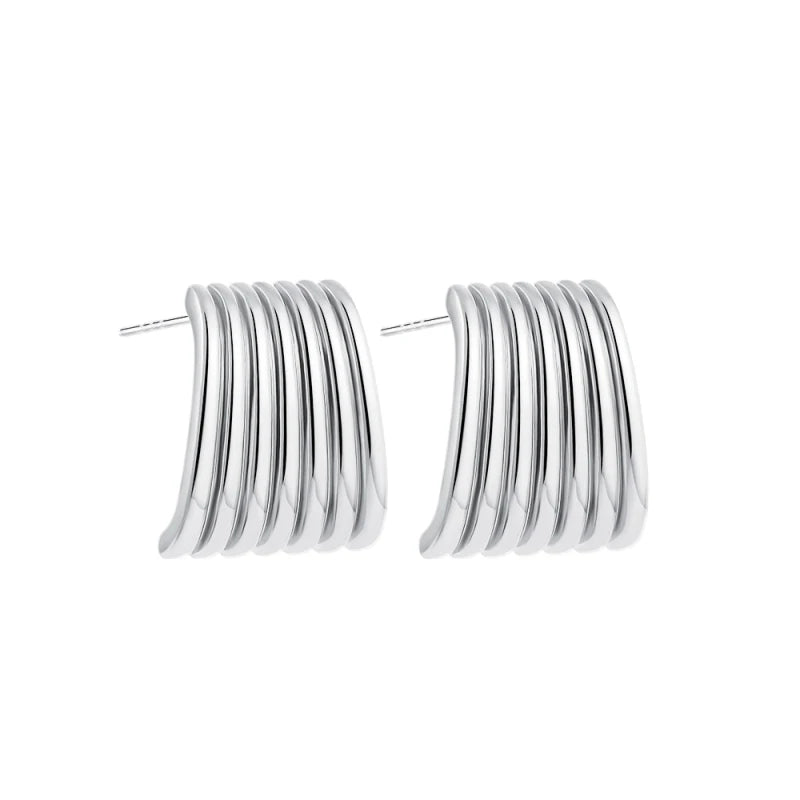 Trendy Stainless Steel Multilayer Circle Twist Knot Earrings For Women'S Texture Mixed Color Gold Plated Statement Earring Bijoux