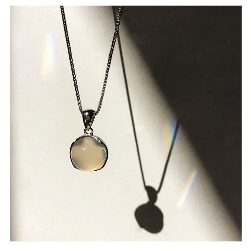 Collares Con Colgante Luxury White Round Pendant Necklaces Women'S Fashion Jewelry Choker Clavicle Chain Short Charm Necklace