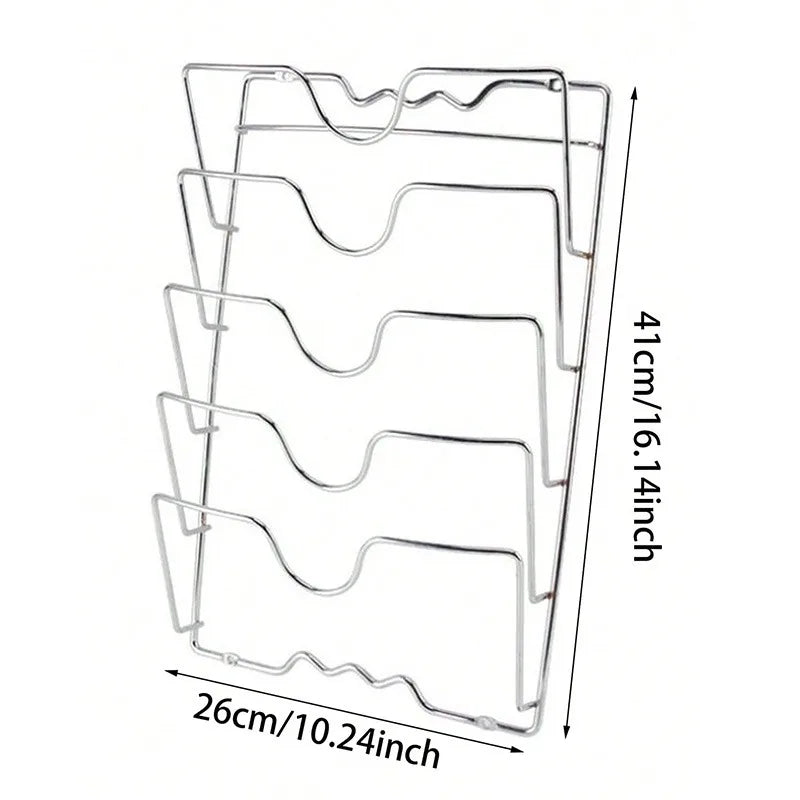 1 Ud. Accesorios de cocina Soporte de acero inoxidable para tapas de ollas Organizador de cocina Soporte para tapas de sartenes Rejilla para platos