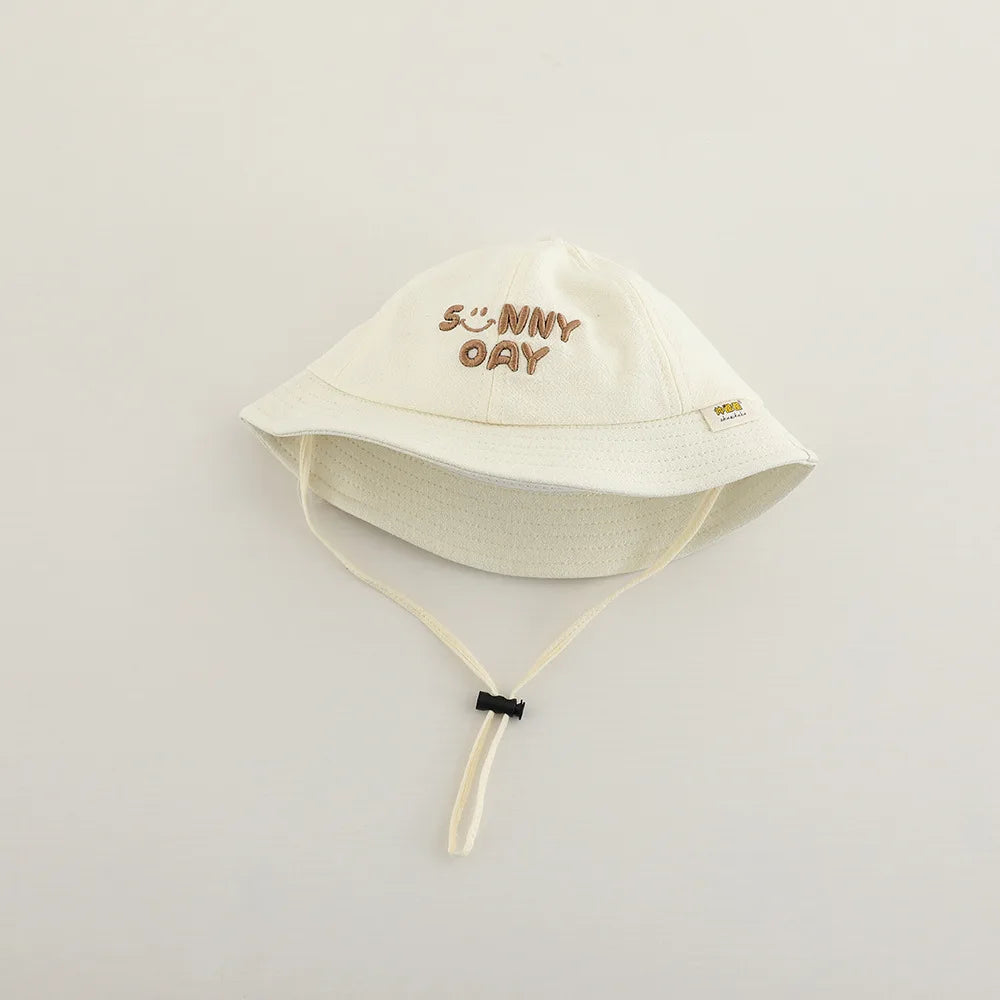Embroidered Baby Bucket Hat Sun Safe Unisex Beachwear For Toddlers With Letter Design