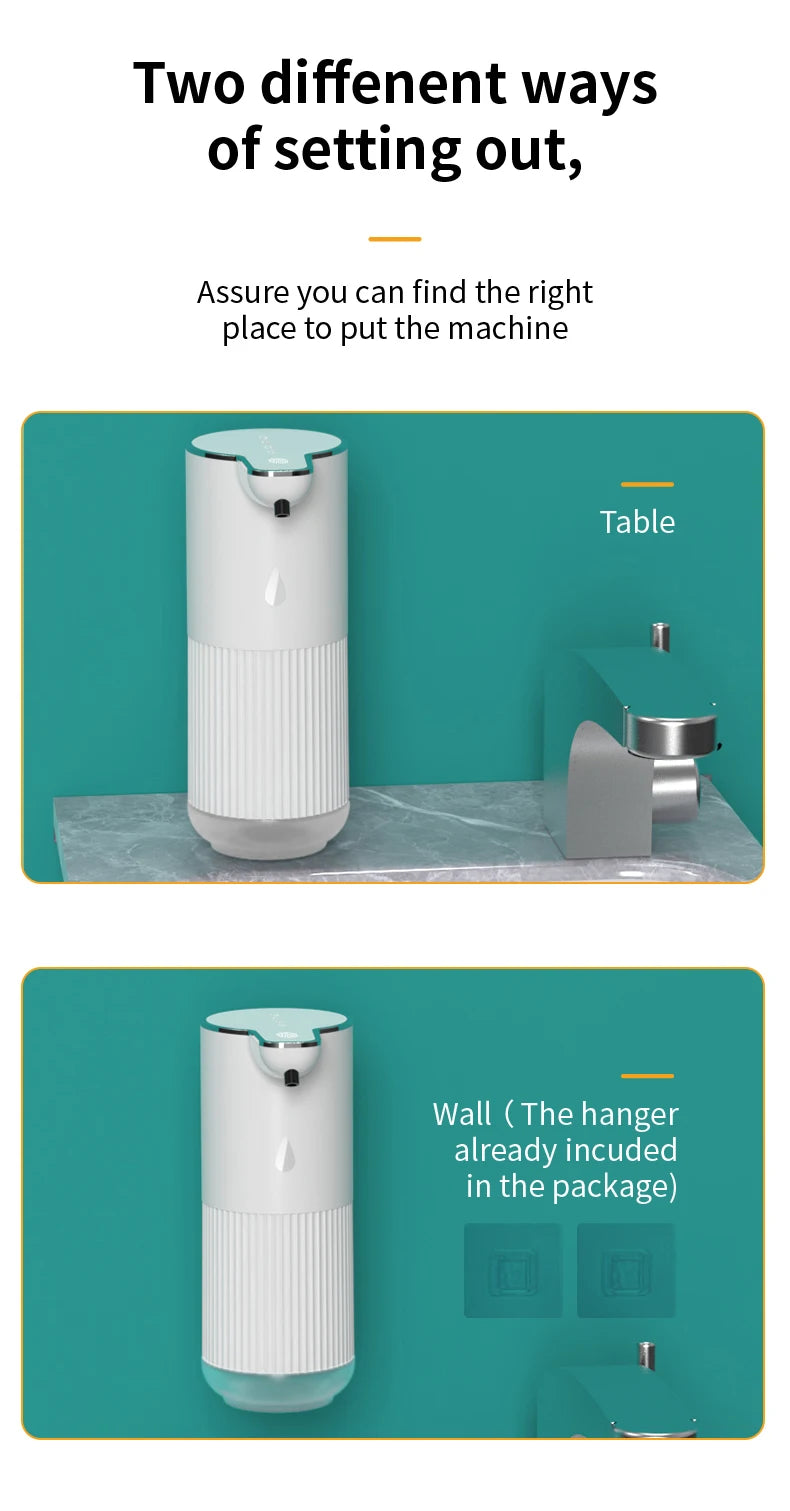 Dispensador de jabón automático sin contacto con sensor inteligente de 350 ML de capacidad para mesa o pared, bomba de desinfectante de manos para cocina y baño