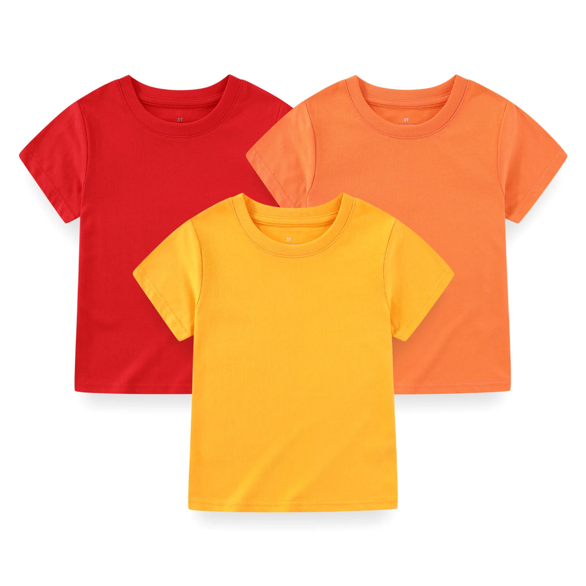 Kiddiezoom Kids' Solid Short Sleeve T-Shirts - 3-Pack Cotton Crew Neck