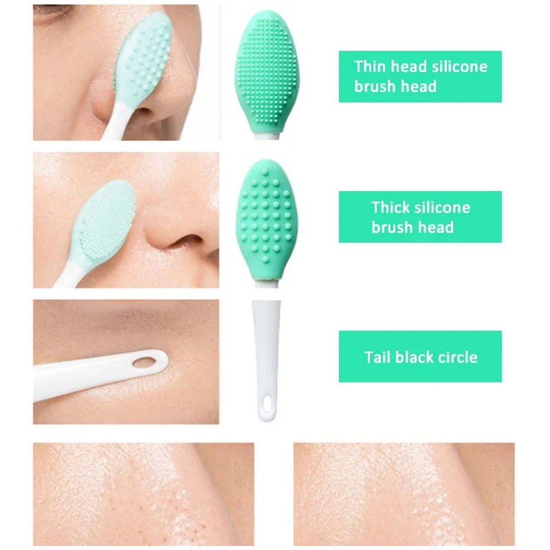 1/2PCS Face Silicone Brush Double-Sided Nose  Lip Face Clean cleansing stick Blackhead Removal Acne Makeup Brush