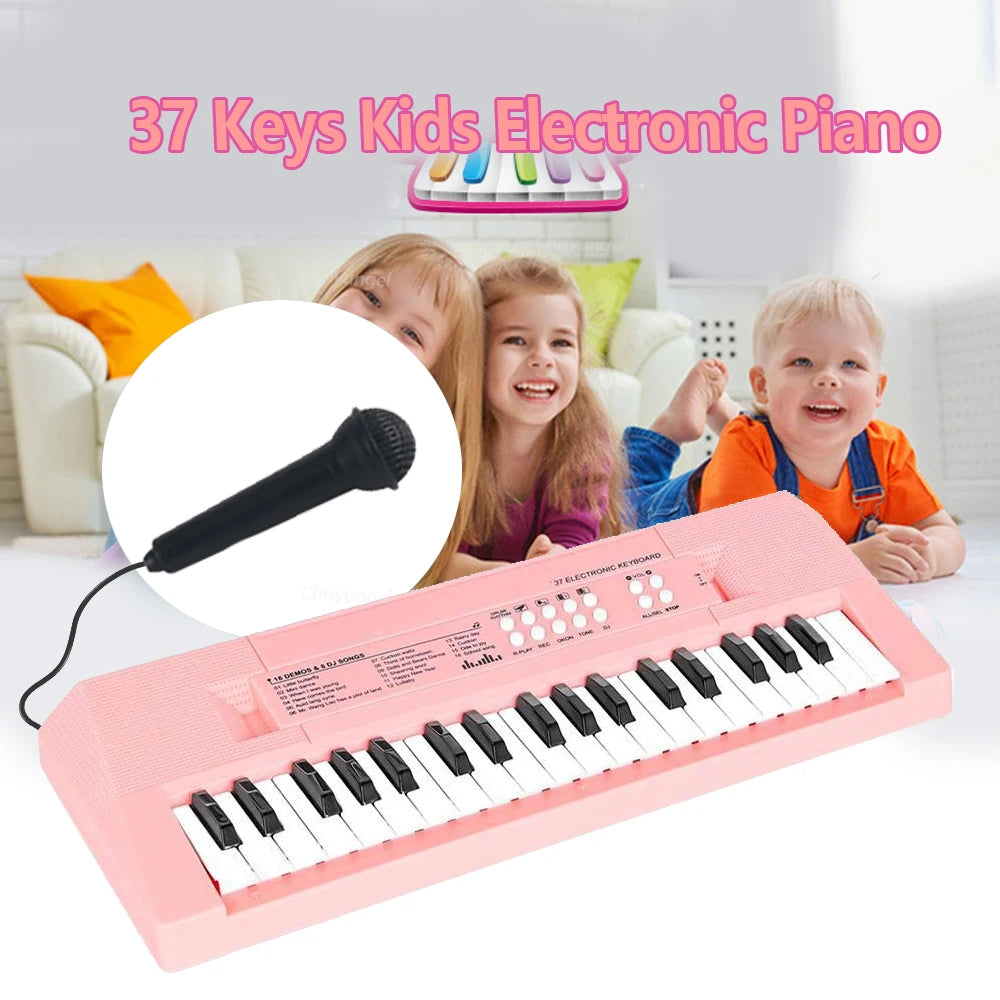 37 Keys Electronic Piano Keyboards with Microphone Rechargeable Education Toys Musical Instrument Gifts for Boys Girls