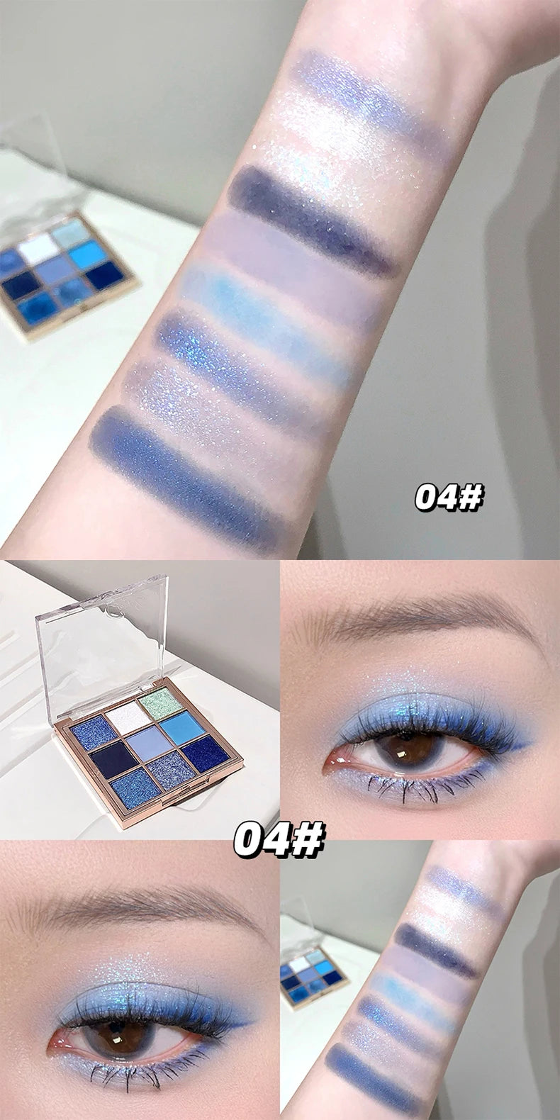 Gege Bear 9 Color Eyeshadow Palette Matte Shimmer Glitter Nude Neutral Tones Luminous Fantasy All-in-One Makeup