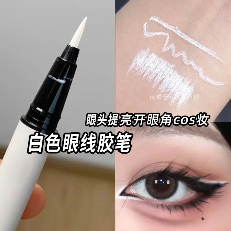 Matte White Eyeliner Liquid Pen Lying Silkworm Pencil Brighten Corners of Eyes Ultra-thin Waterproof Pigment Cosplay Eyeshadow