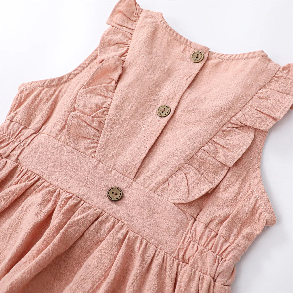 Children's Flying Sleeve Cotton Dress Girls' Skirt Summer Clothing Solid Color Short Ins