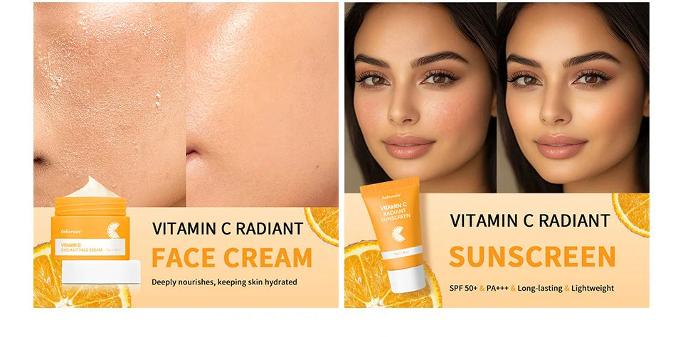 Vitamin C Enriched Skin Care Set - Combat Pigmentation & Fine Lines with Complete Routine Smooth Wrinkles, and Nurture Your Skin