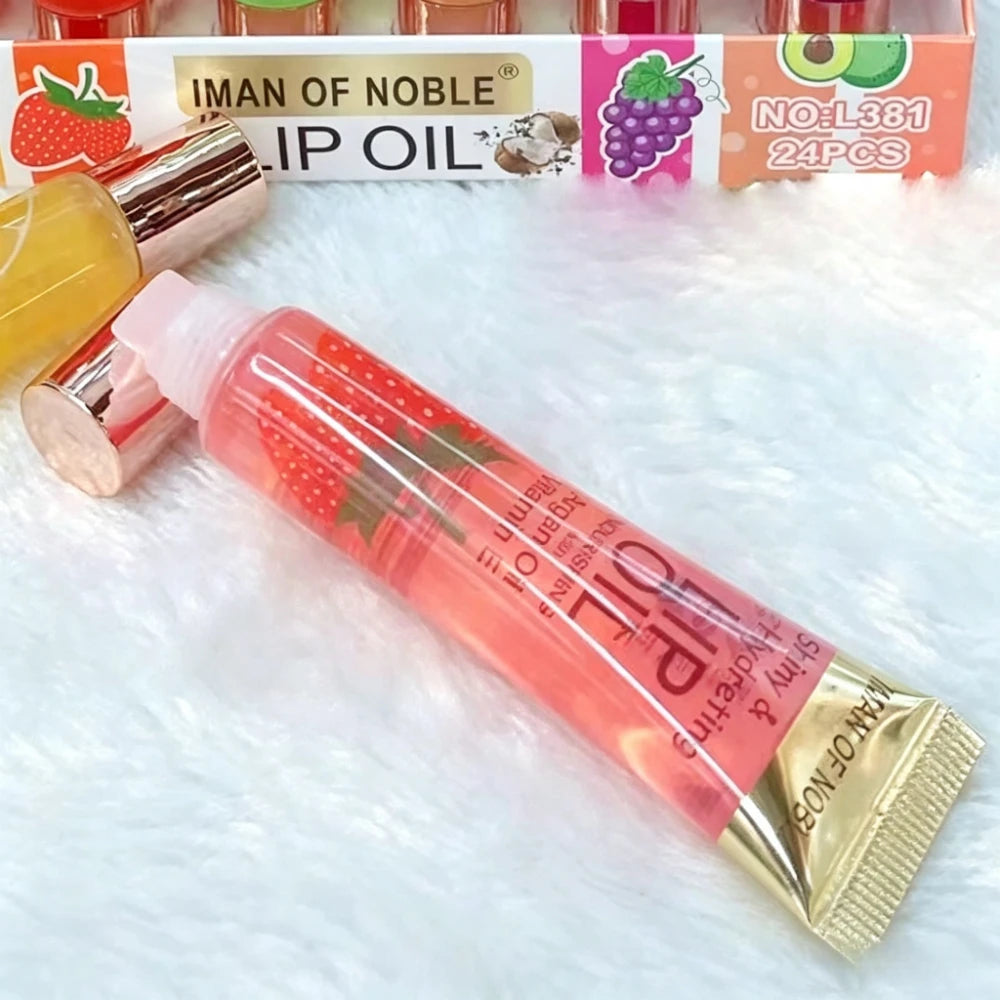 6Pcs Fruit Flavor Lip Oil Set - Moisturizing Plumping Lip Gloss