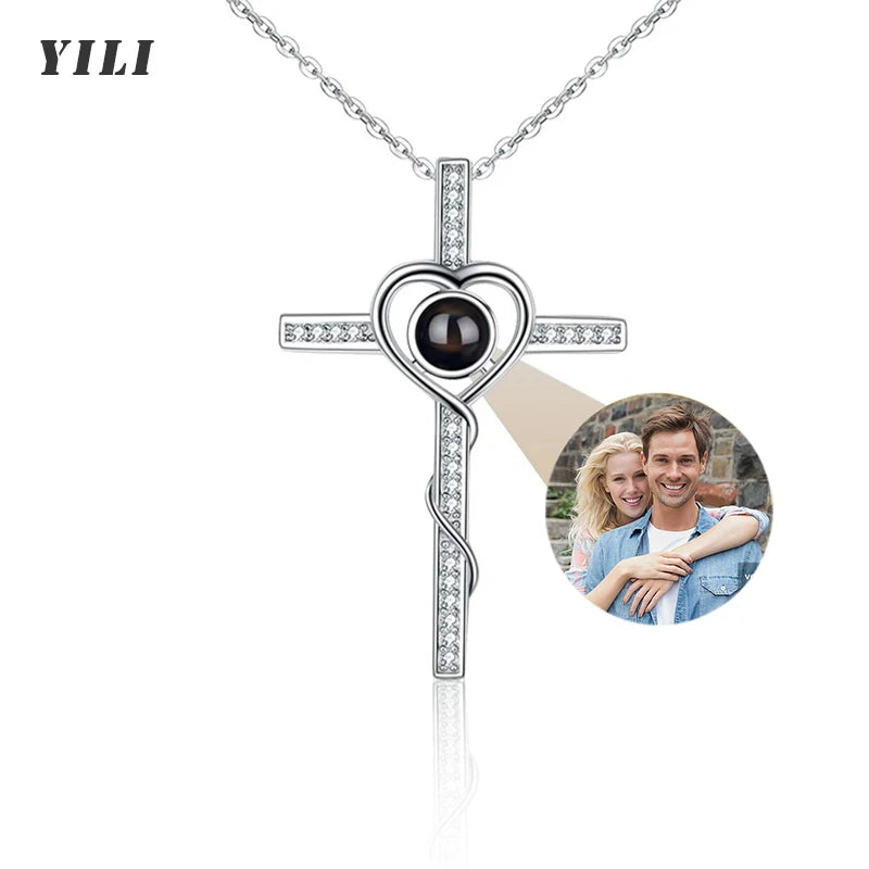 Custom Photo Projection Necklace With I Love You In 100 Languages Personalized Gift For Women