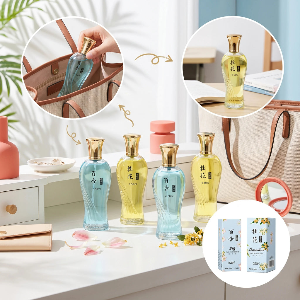 Oriental Classic Floral Fragrance for Women, 1.7 oz X 2pcs (Two Bottles per Case), Featuring Osmanthus, Jasmine, Lavender, Gardenia, Lily, Magnolia, and Rose. A Natural Floral Scent, Fresh and Refreshing, Suitable for Gifting