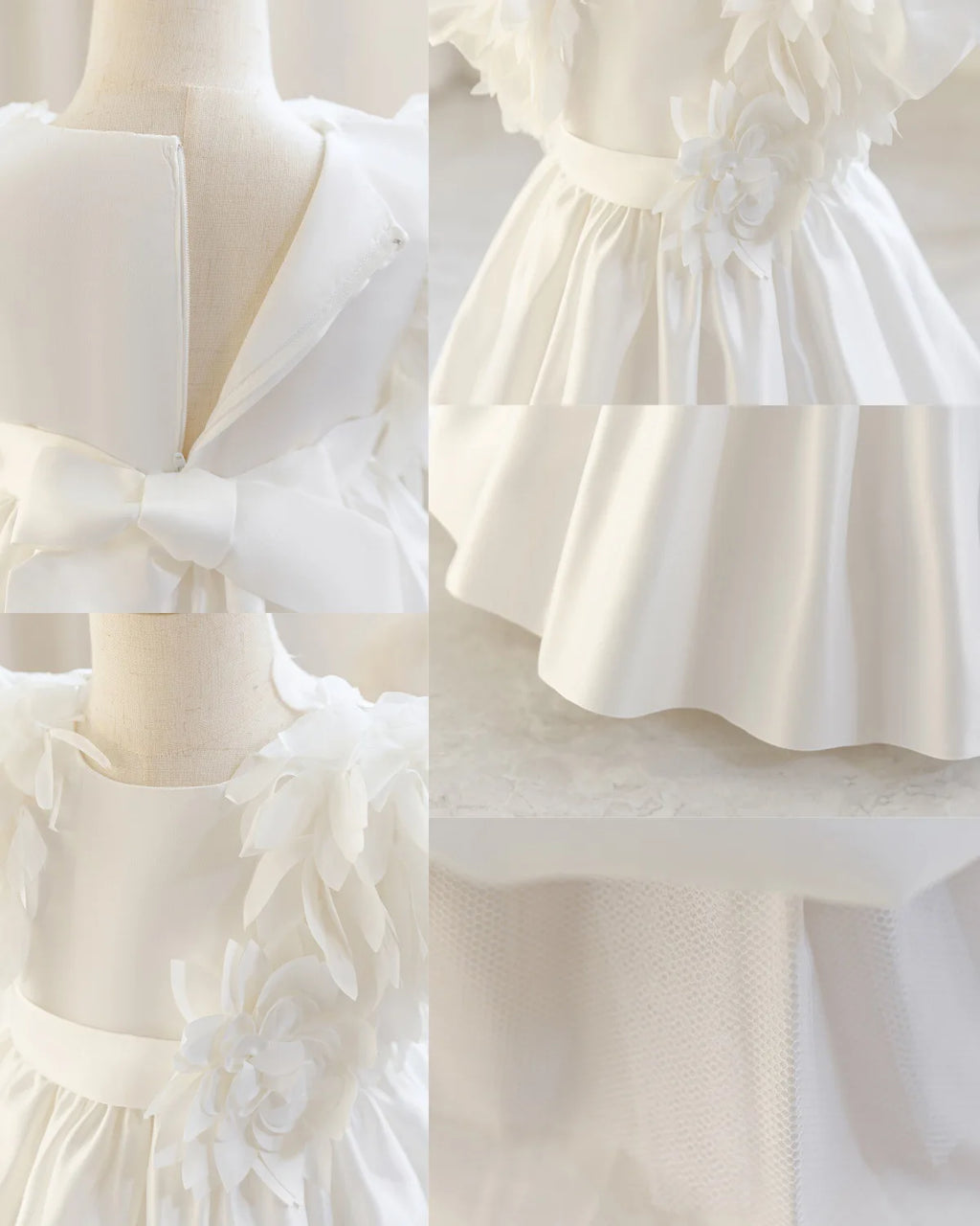 HETISO Leaf Appliques Baby Party Dress Casual Satin Kid's Princess Gown for Girls Ages 1-4 Young Child Clothes