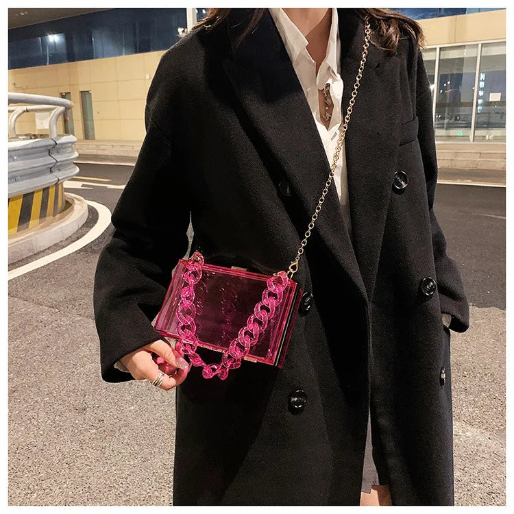 Fashionable Acrylic Handbag Women's Hot Sale Of The Season New Chain Box Bag Transparent Handbag Cross-Border Style Small Siz...