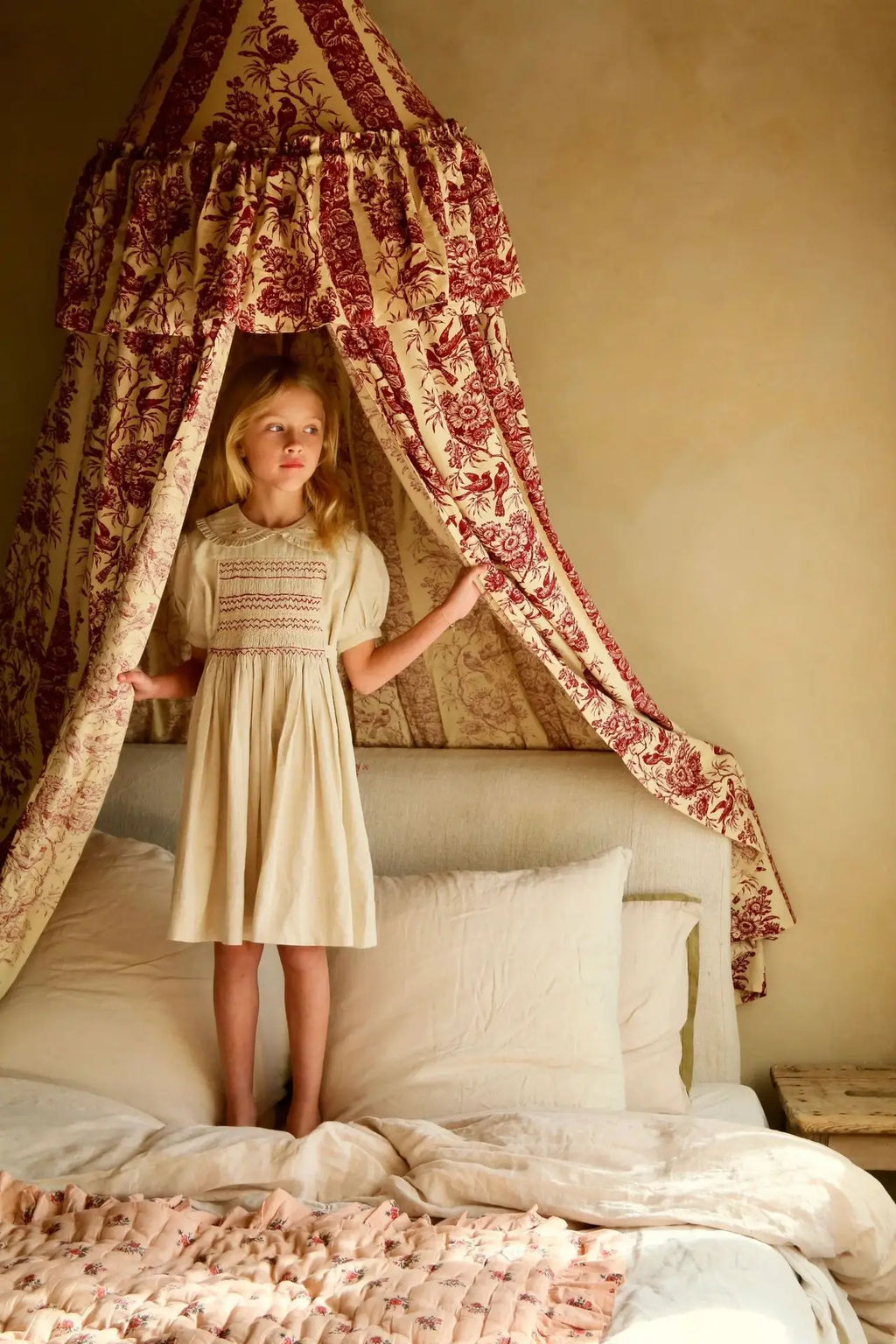Children's Dress 2026 Summer New Product BD Girls Pastoral Embroidery Wrap Bubble Sleeve Shirt Skirt Princess Dress