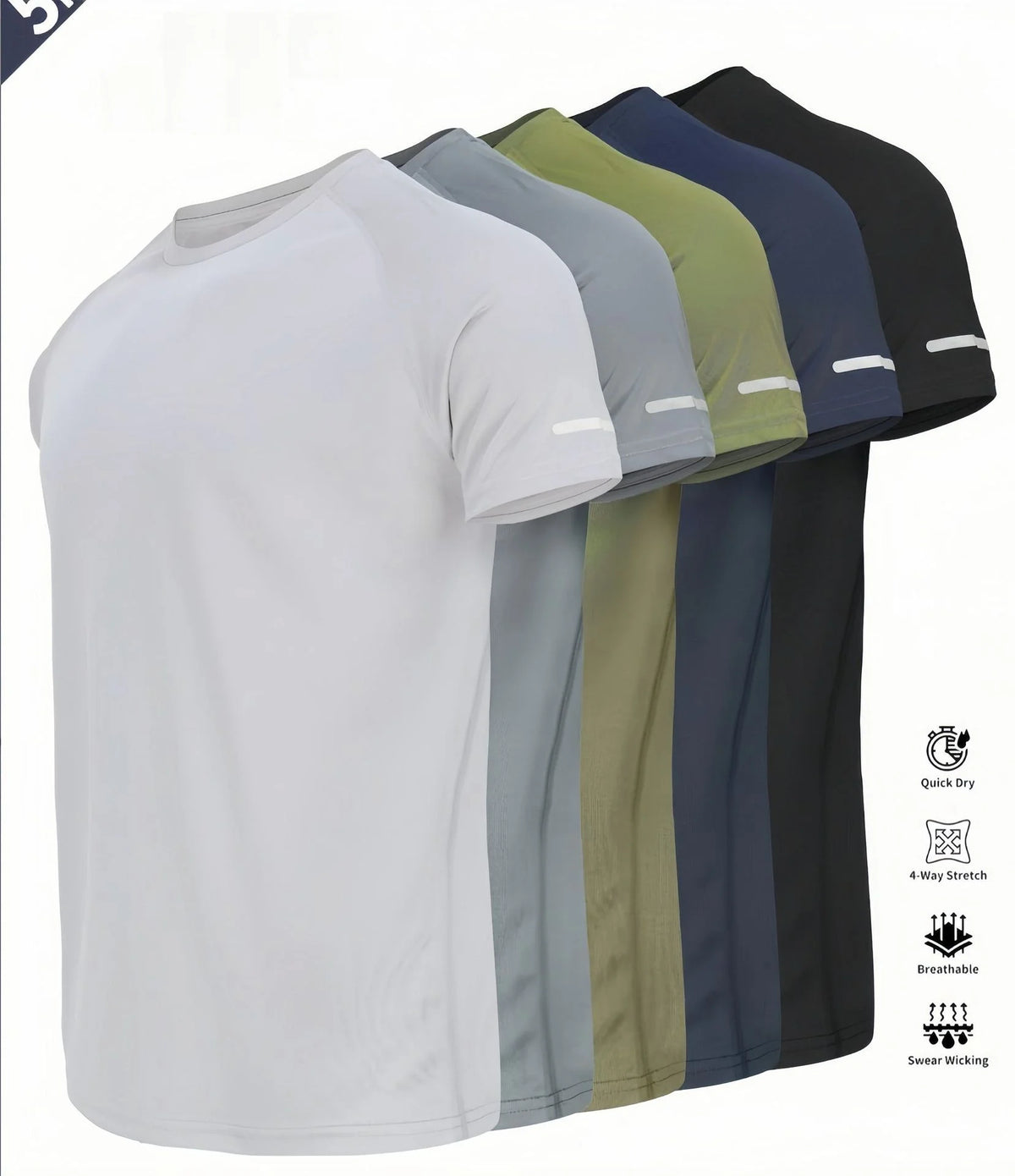 Men's Short Sleeve T-Shirt - Slim Fit Sporty Synthetic Fiber Blend