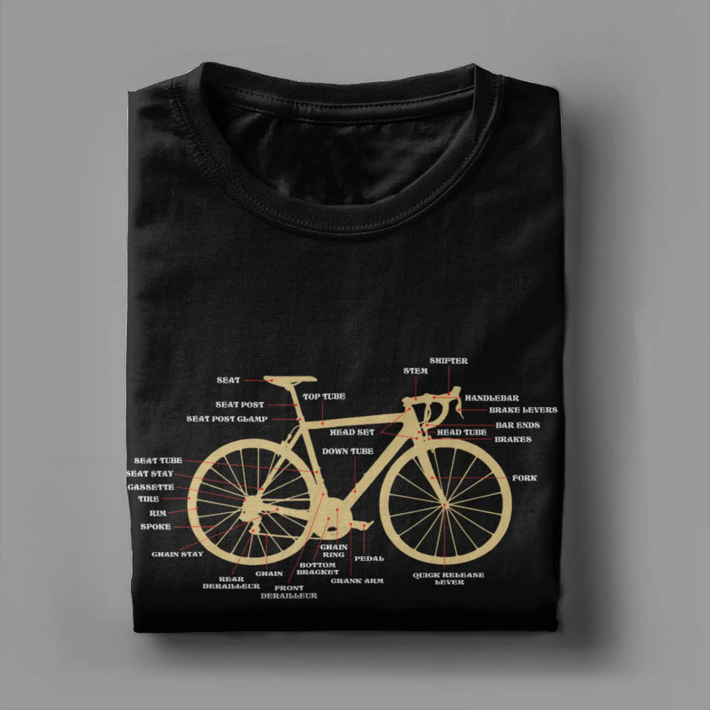 Casual T Shirt Summer Bicycle Cycling Anatomy Road Bike Parts Biking Cyclist Fashion T-Shirts for Men Short Sleeve Clothes