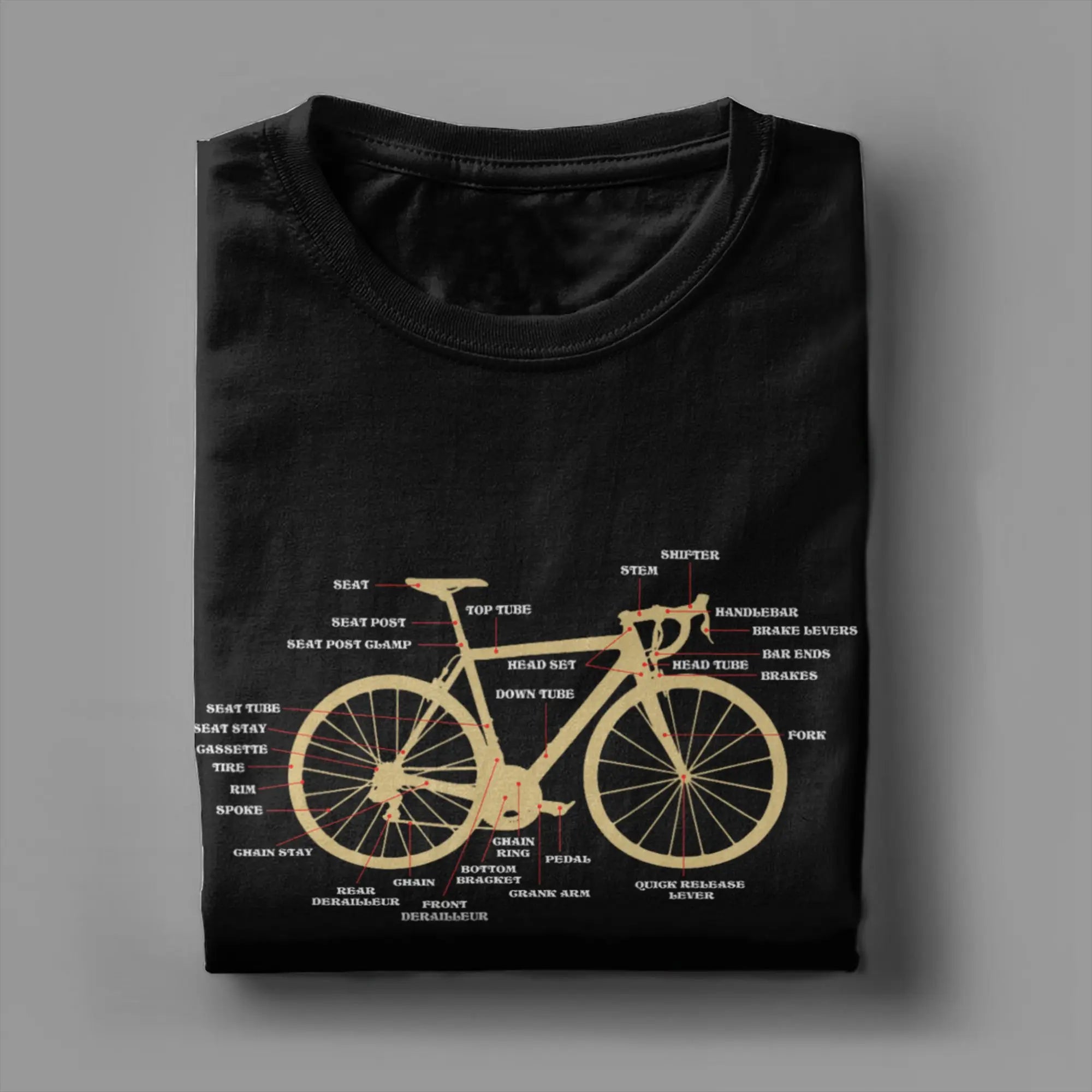 Casual T Shirt Summer Bicycle Cycling Anatomy Road Bike Parts Biking Cyclist Fashion T-Shirts for Men Short Sleeve Clothes